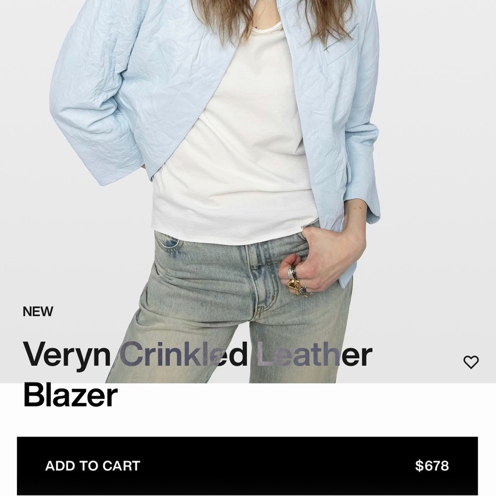 Zadig & Voltaire Verys Light Blue Leather Blazer NEW NEVER WORN - Picture 8 of 9